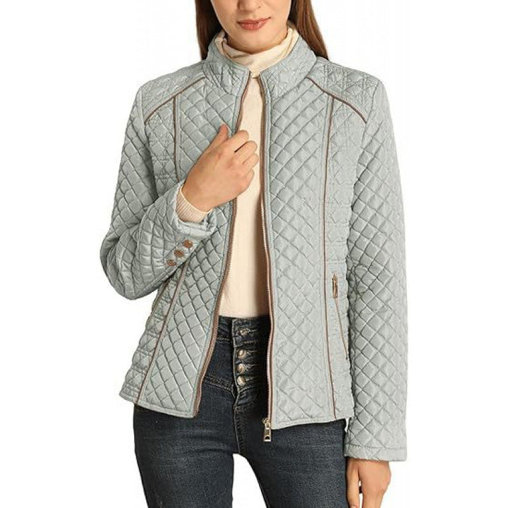 Women's Lightweight Quilted Down Jacket with High Collar | Regular Fit | Zip Pockets | Casual Winter Coat for Everyday Wear