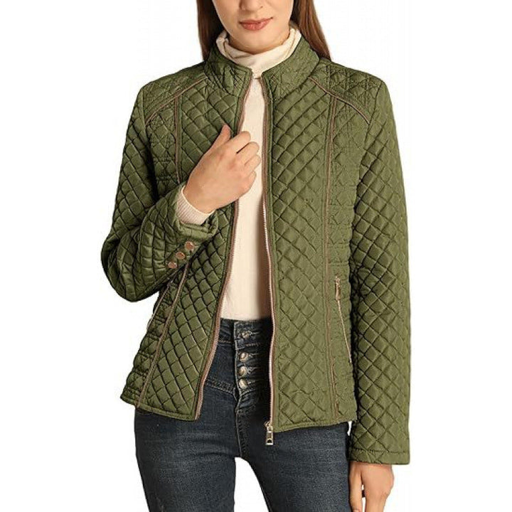 Women's Lightweight Quilted Down Jacket with High Collar | Regular Fit | Zip Pockets | Casual Winter Coat for Everyday Wear