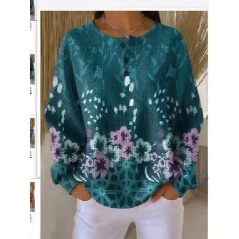 Ashley | Teal Floral Sweater