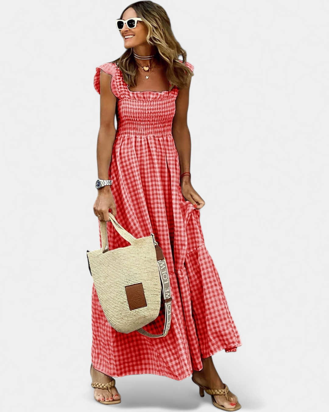 NANCY | Stylish Vintage-Inspired Plaid Smocked Dress
