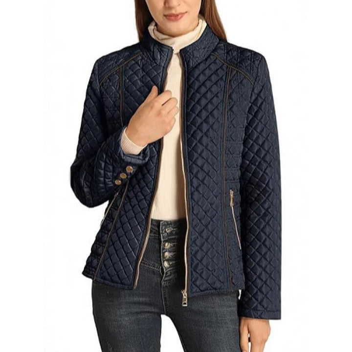 Women's Lightweight Quilted Down Jacket with High Collar | Regular Fit | Zip Pockets | Casual Winter Coat for Everyday Wear