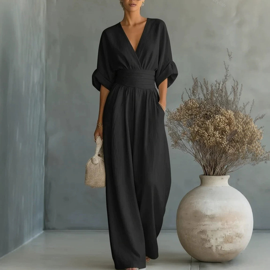 Elowen | Chic Draped Wide-Leg Jumpsuit