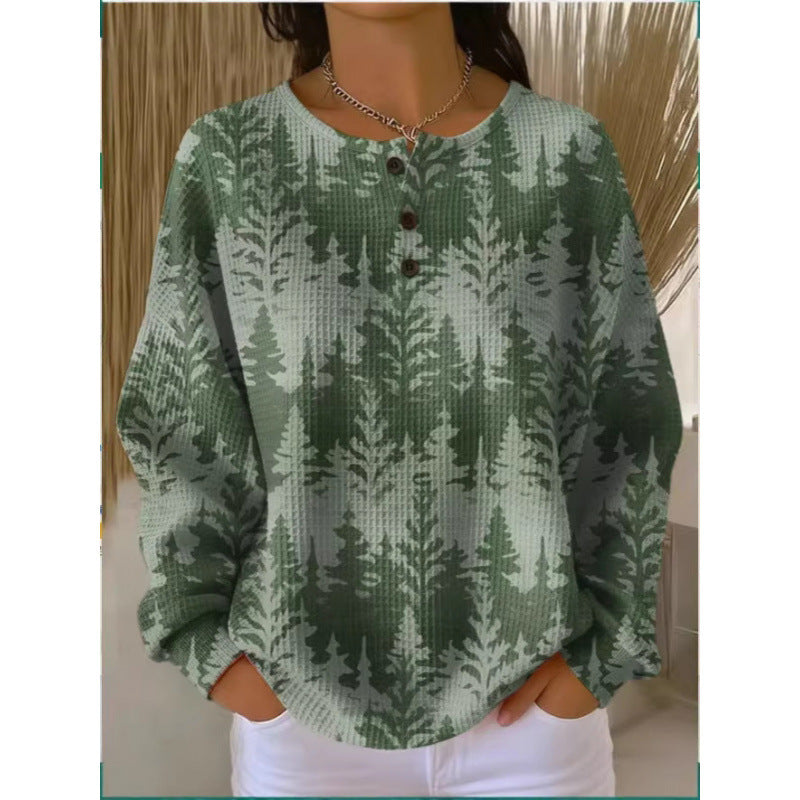 Lisa | Green Forest Print Sweater