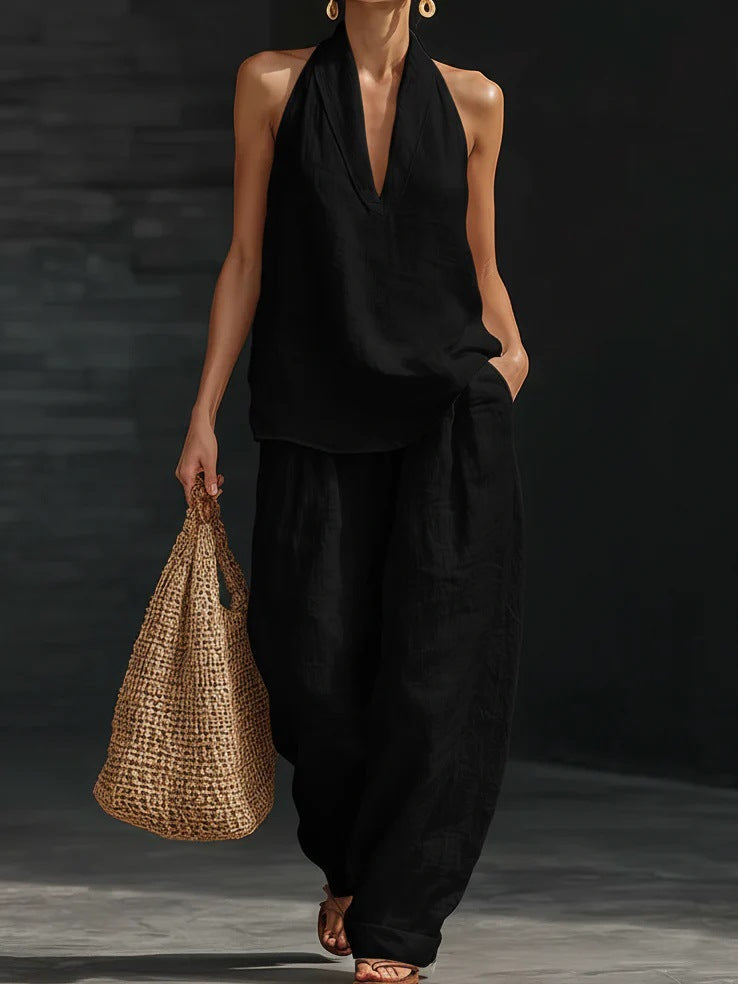 Zoe | Sleeveless Blouse and Wide-Leg Trousers