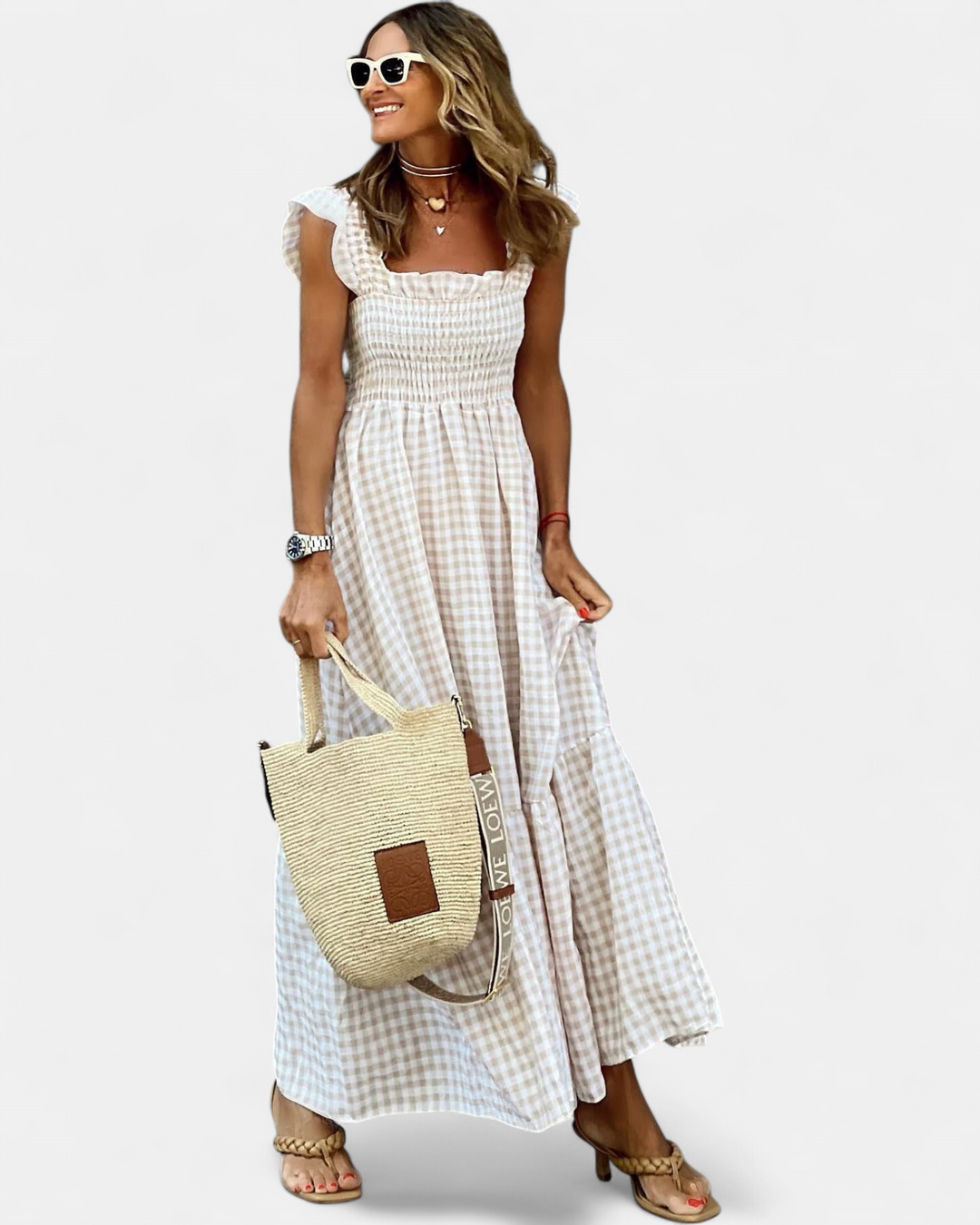 NANCY | Stylish Vintage-Inspired Plaid Smocked Dress