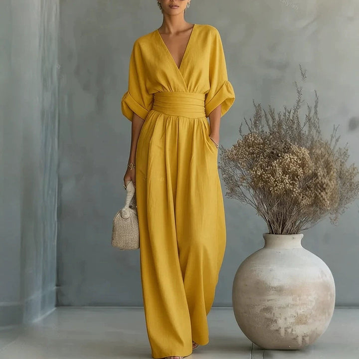 Elowen | Chic Draped Wide-Leg Jumpsuit