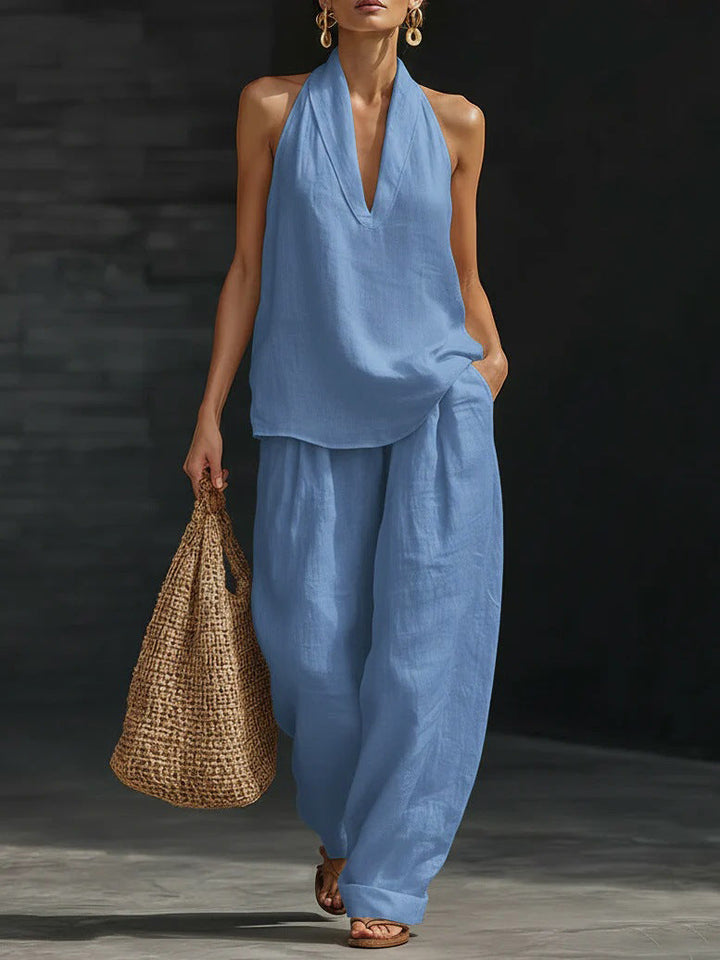 Zoe | Sleeveless Blouse and Wide-Leg Trousers