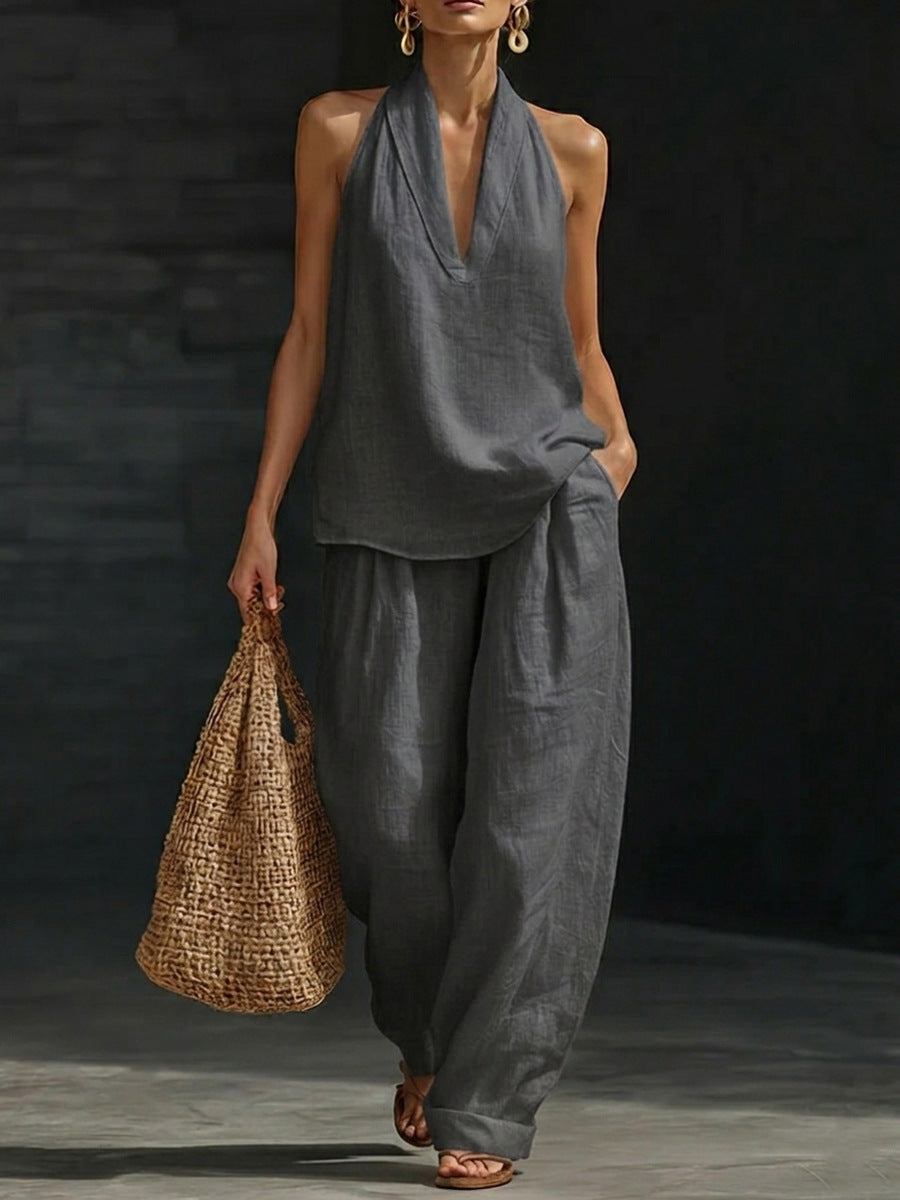 Zoe | Sleeveless Blouse and Wide-Leg Trousers