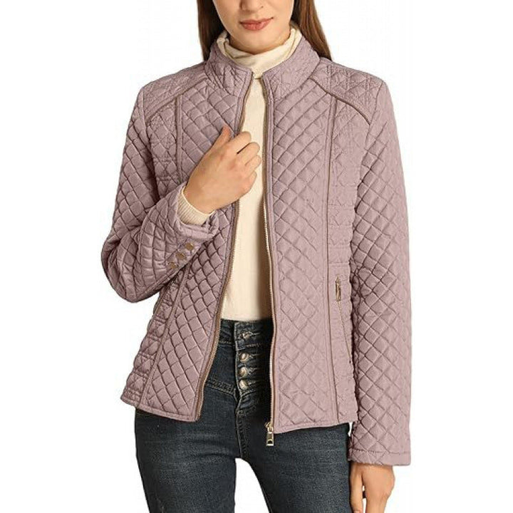 Women's Lightweight Quilted Down Jacket with High Collar | Regular Fit | Zip Pockets | Casual Winter Coat for Everyday Wear