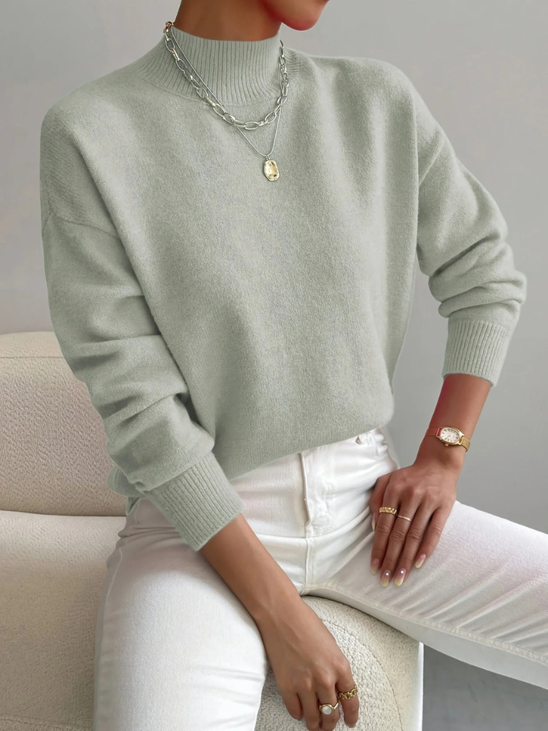 Colletta | Women's Classic Cut High Neck Sweater with Long Sleeves