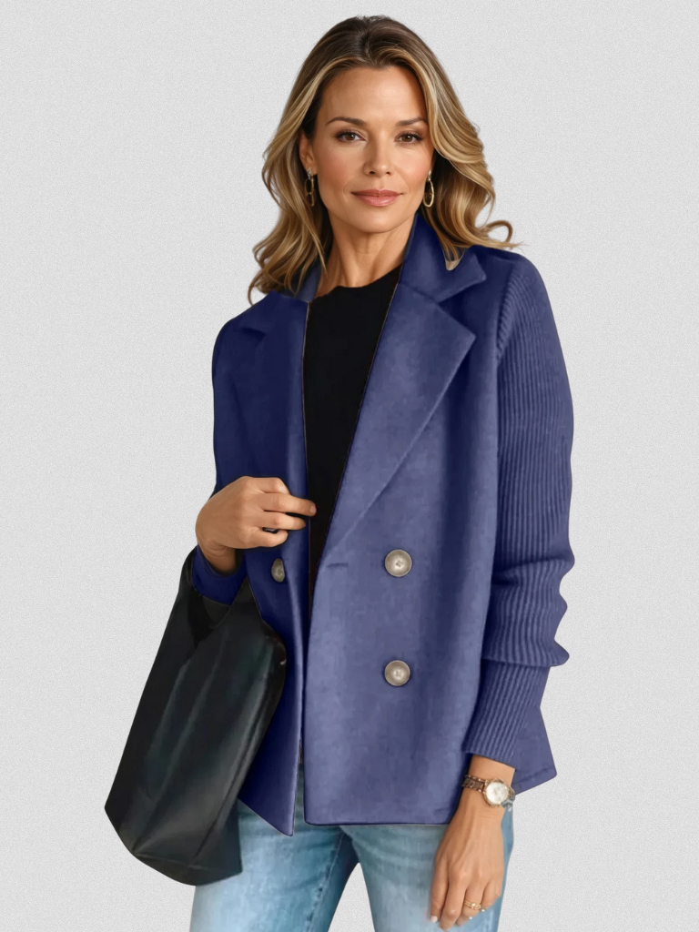 Eva | Women's Knit Blazer with Structured Double-Breasted Design