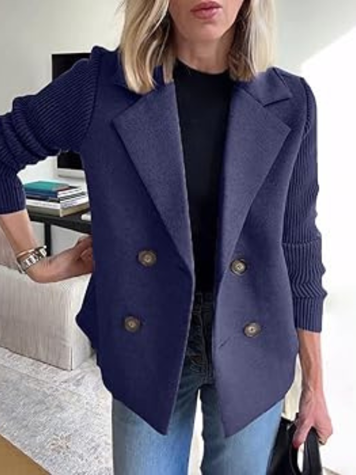 Eva | Women's Knit Blazer with Structured Double-Breasted Design