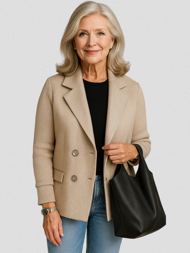 Eva | Women's Knit Blazer with Structured Double-Breasted Design