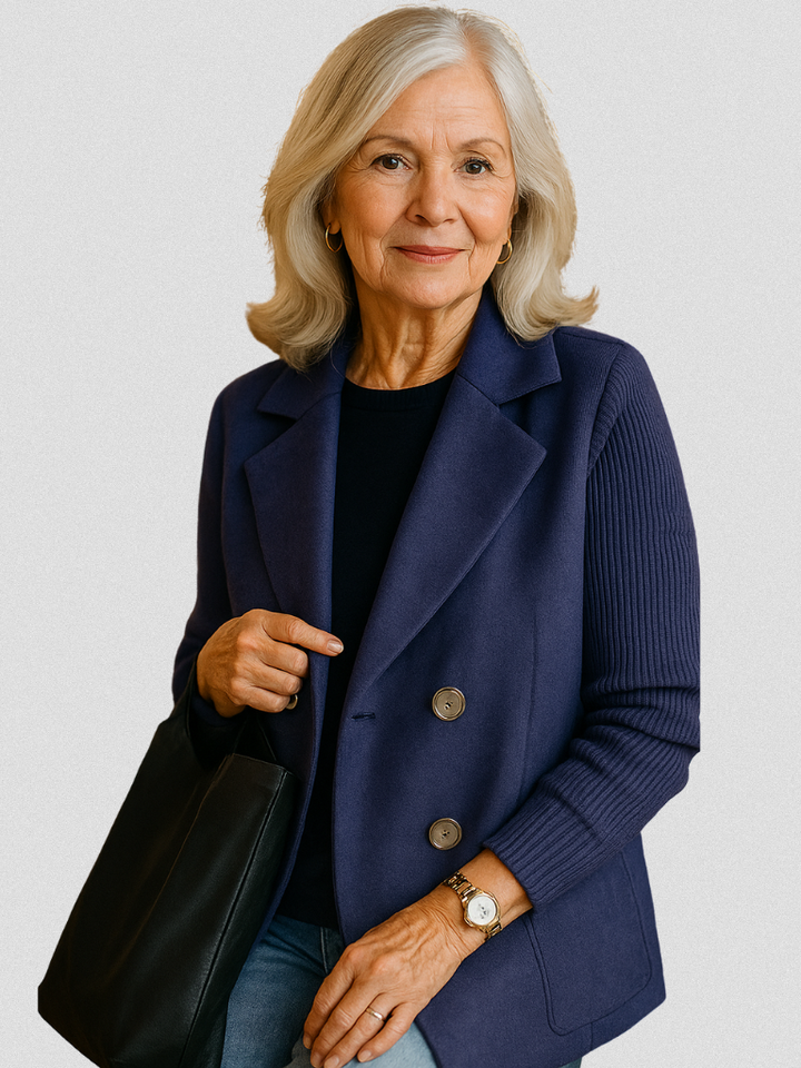 Eva | Women's Knit Blazer with Structured Double-Breasted Design