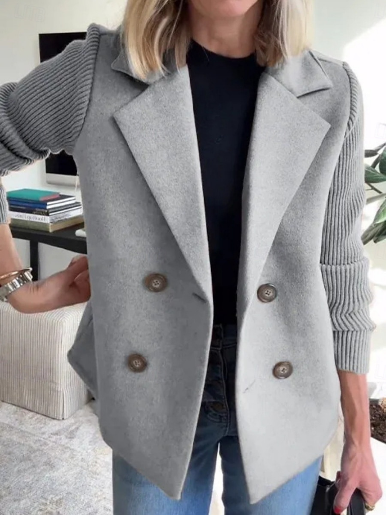 Eva | Women's Knit Blazer with Structured Double-Breasted Design