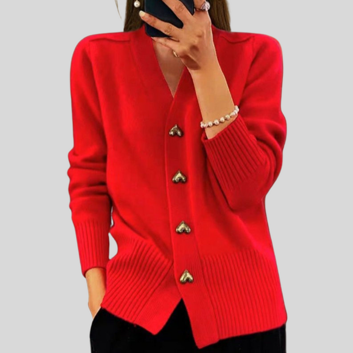Zadie | Women's Soft Knit Cardigan Featuring Heart-Shaped Buttons