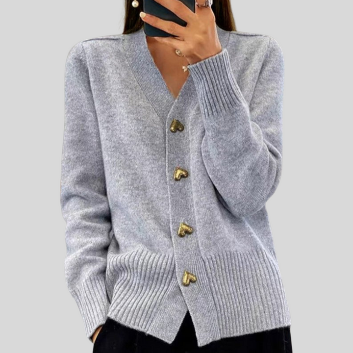 Zadie | Cozy Knit Cardigan with Heart-Shaped Buttons for Women