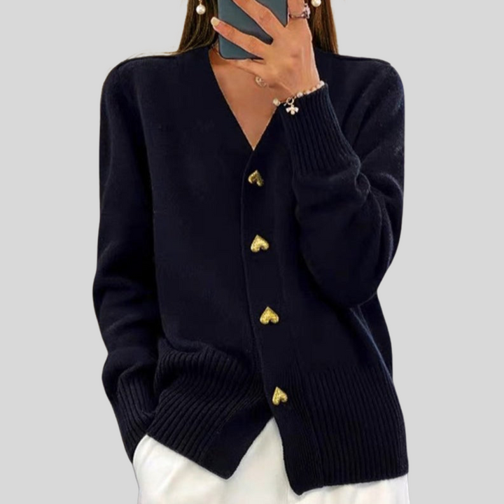 Zadie | Cozy Knit Cardigan with Heart-Shaped Buttons for Women