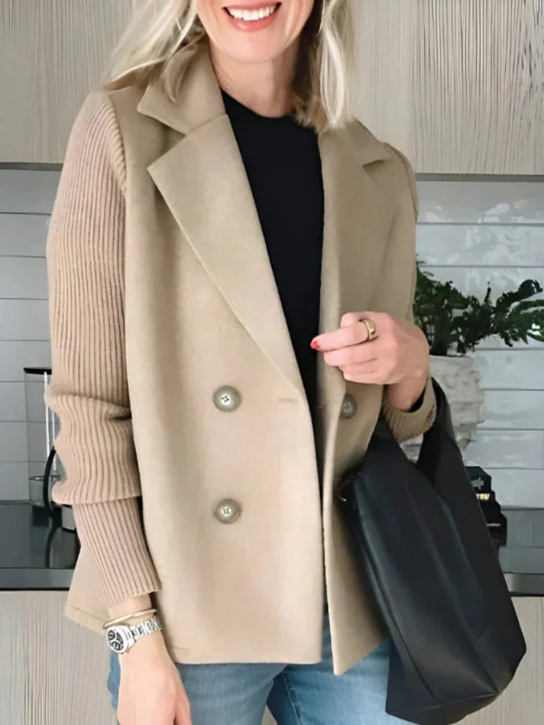 Eva | Women's Knit Blazer with Structured Double-Breasted Design