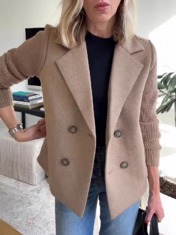 Eva | Women's Knit Blazer with Structured Double-Breasted Design