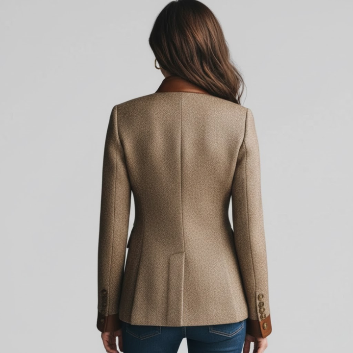 Prudence | Women's Tweed Blazer with Contrast Trim and Button Closure
