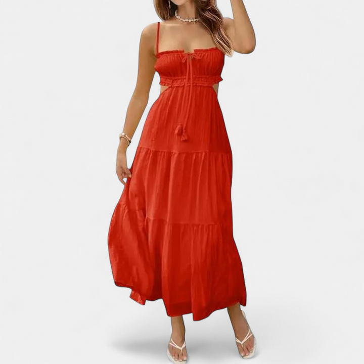 XIOMARA | Alluring Backless Maxi Dress with Spaghetti Straps