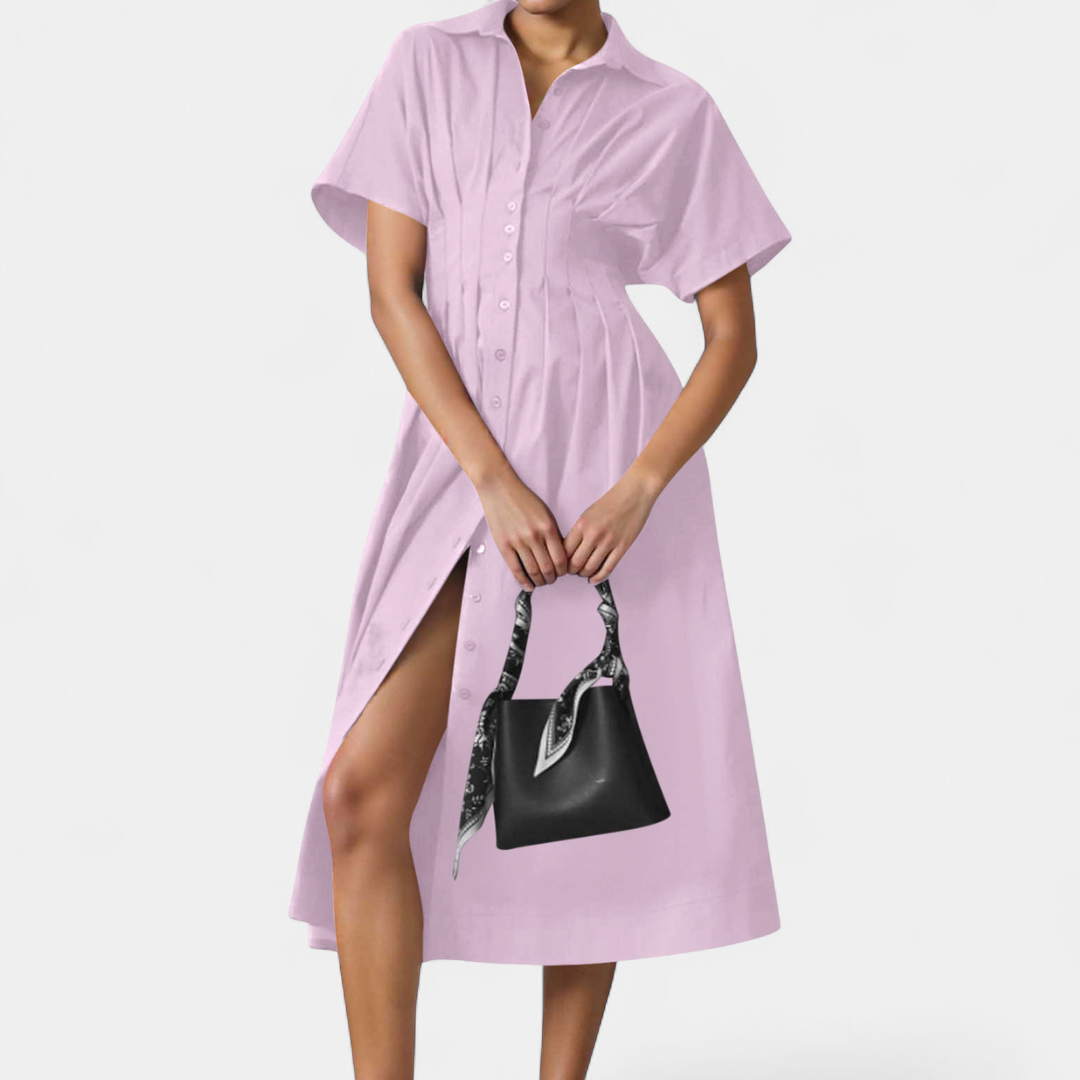 MARLO | Pleated Waist-Defining Shirt Dress
