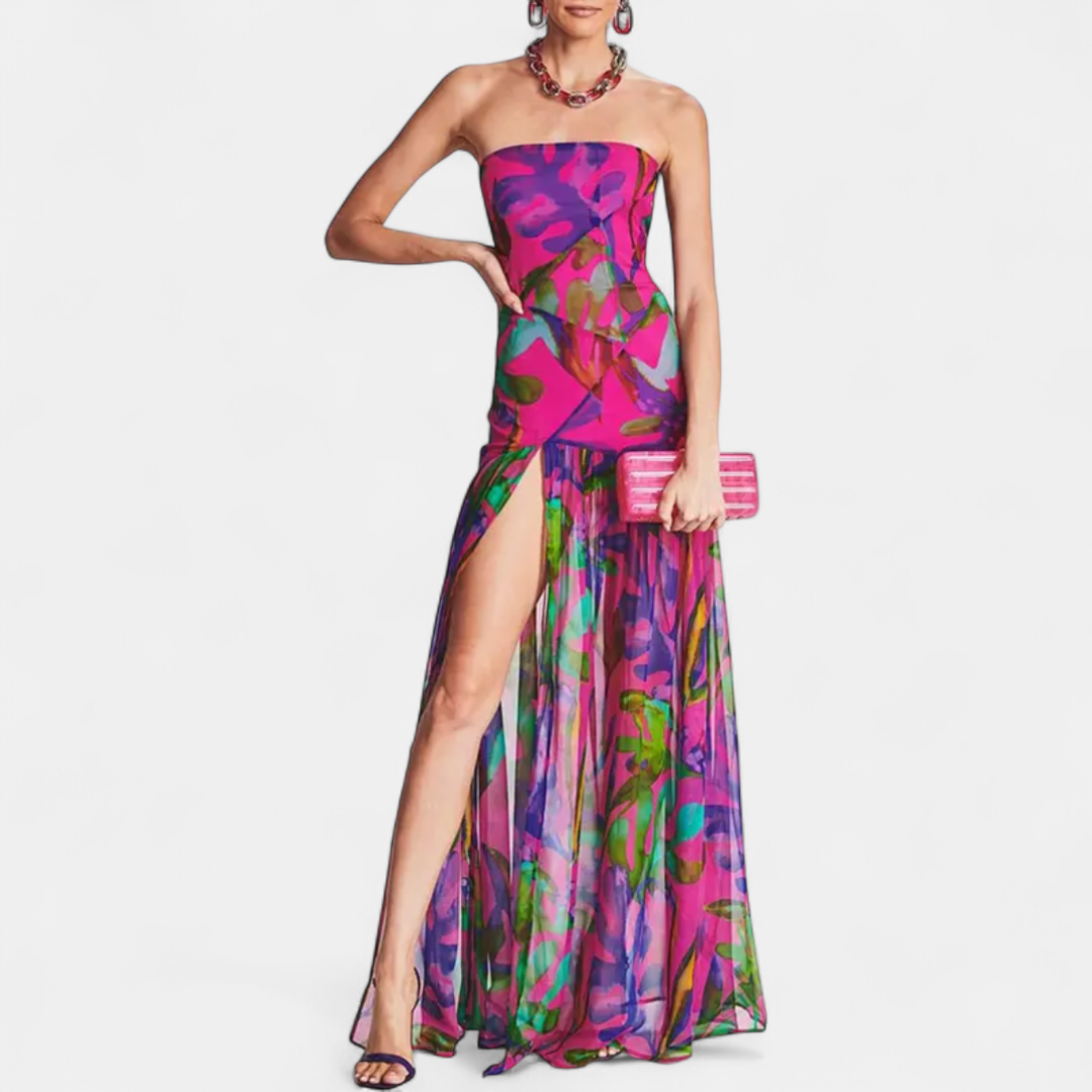 ROXANA | High Slit Tube Dress in Tiger Print