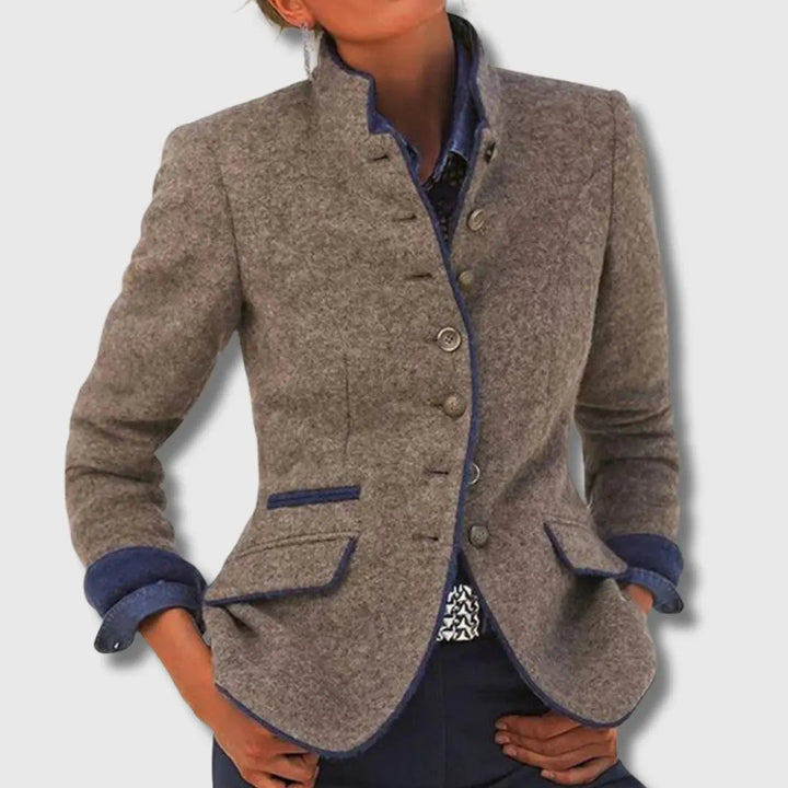 Cerys | Women's Wool Blazer with Contrast Trim and Notch Lapel