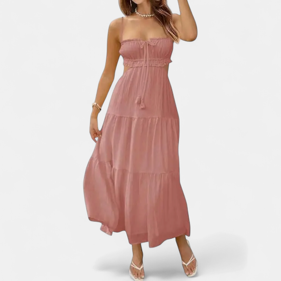 XIOMARA | Alluring Backless Maxi Dress with Spaghetti Straps
