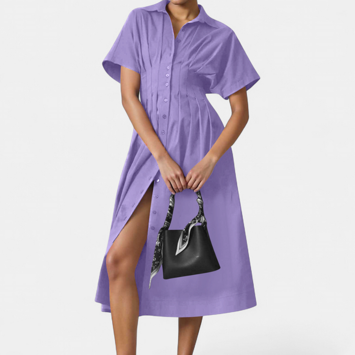 MARLO | Pleated Waist-Defining Shirt Dress