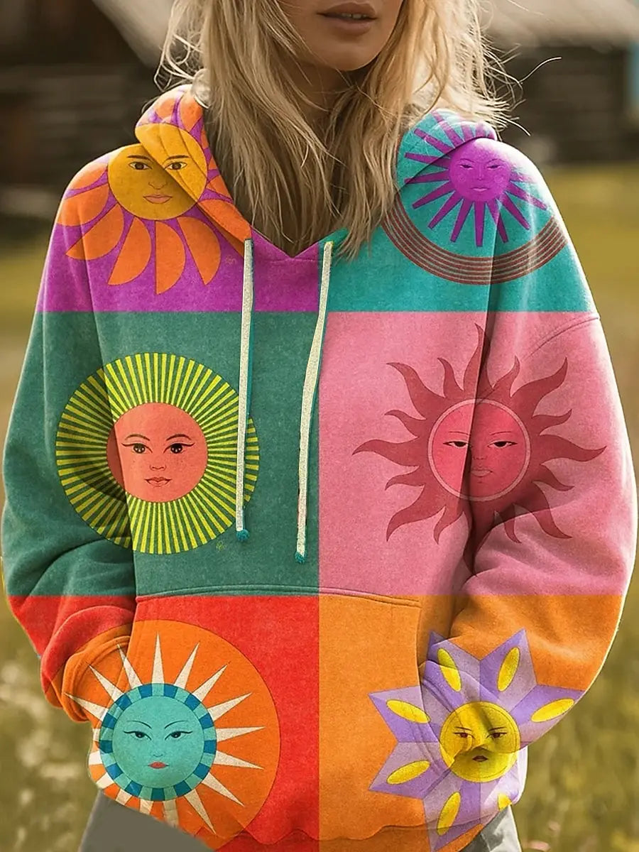 THALINDRA | RAINBOW SUNBURST PRINT HOODIE