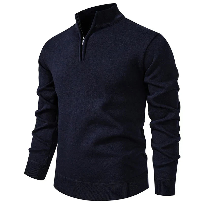 Casual Knitted Sweater with Half Zip