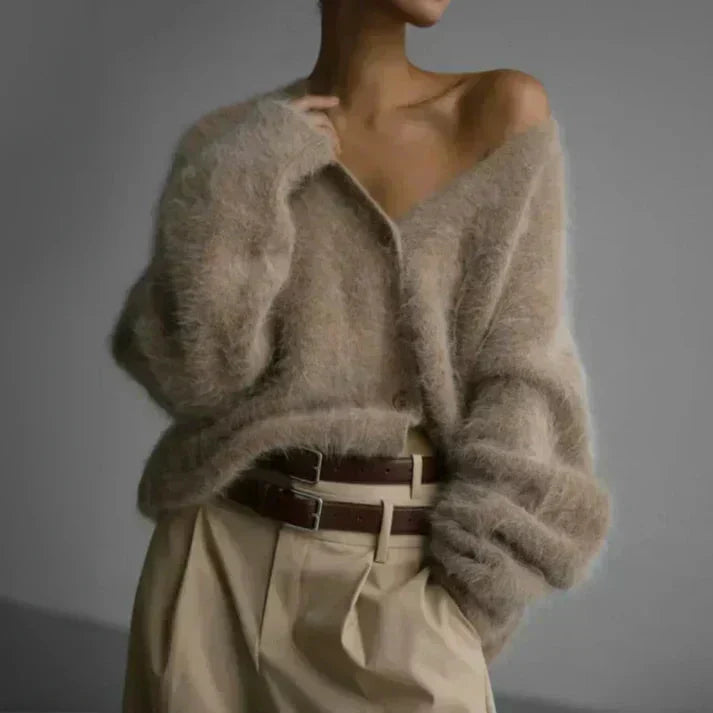 Adele | Women's Luxurious Soft Handle Fuzzy Mohair Cardigan