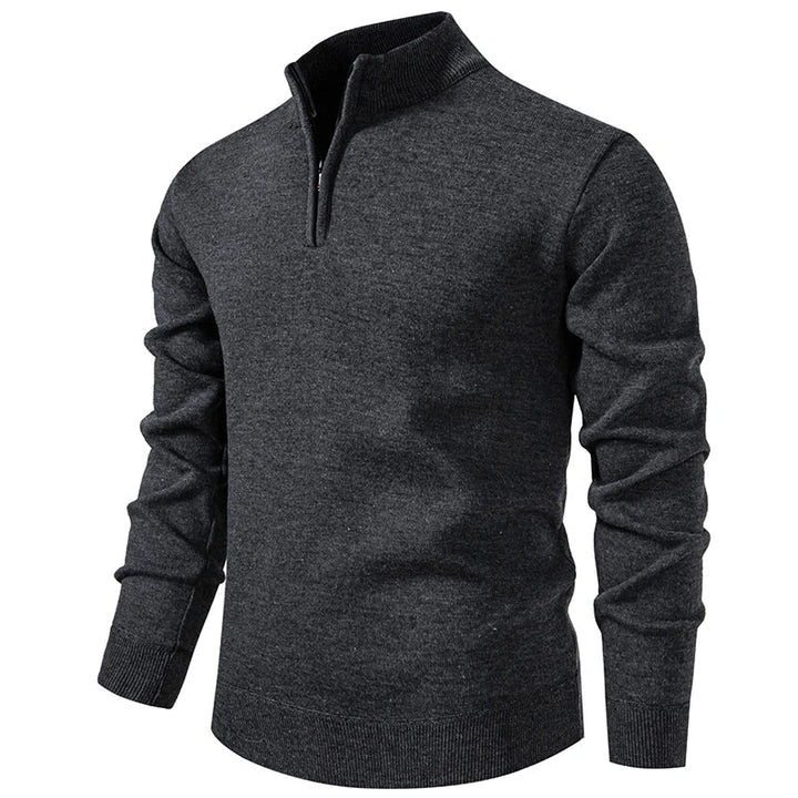 Casual Knitted Sweater with Half Zip