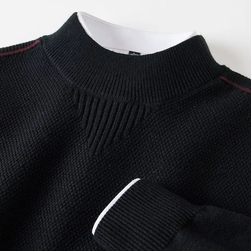 Harriden Men's Jacquard Knit Sweater with Ribbed Mock Neck