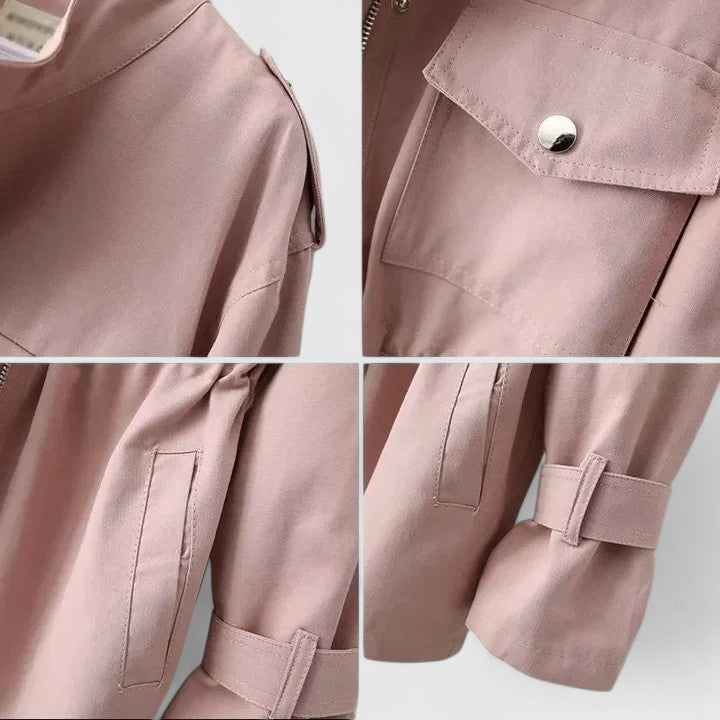 Joyce Women's Utility Jacket with Cinched Waist and Long Sleeves