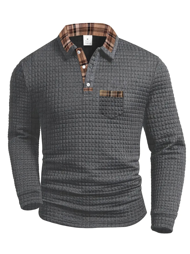 Cason | Men's Textured Weave Knit Polo Sweater