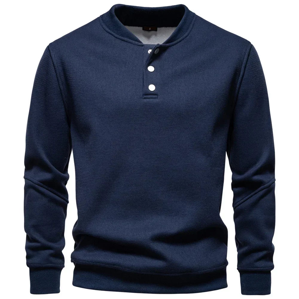 Fleece-Lined Sweatshirt with Button Design