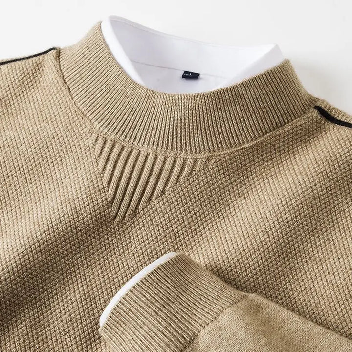 Harriden Men's Jacquard Knit Sweater with Ribbed Mock Neck