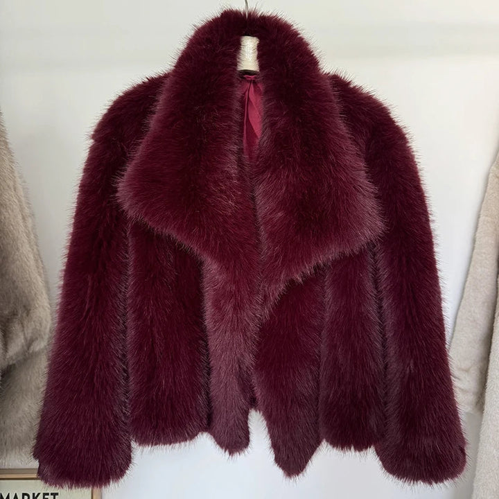 Corinne | Women's Faux Fur Coat with Oversized Shawl Collar