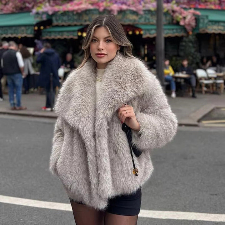 Corinne | Women's Faux Fur Coat with Oversized Shawl Collar