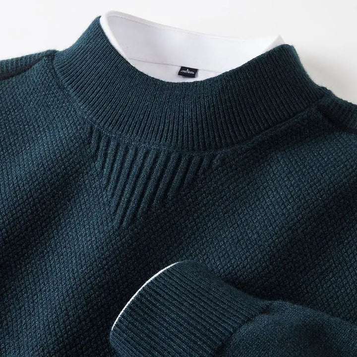Harriden Men's Jacquard Knit Sweater with Ribbed Mock Neck