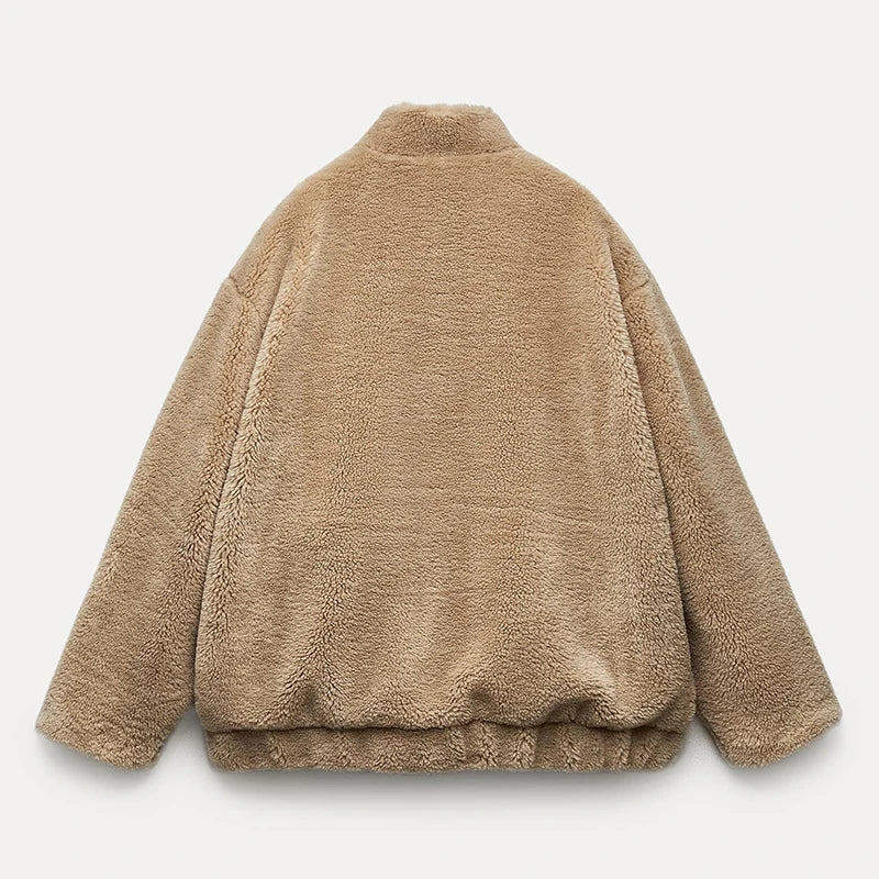 Adelaide Women's Teddy Faux Fur Coat with Drop Shoulder Design