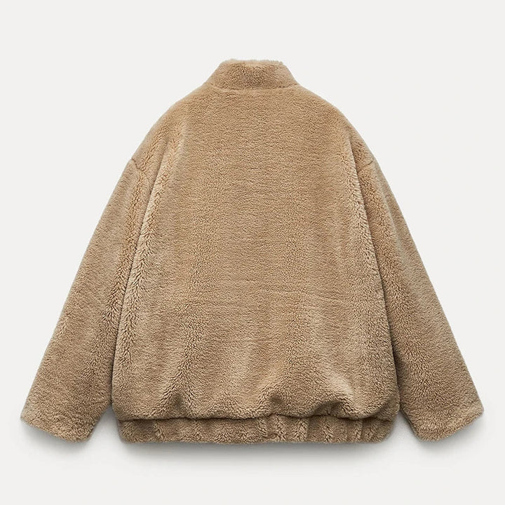 Adelaide Women's Teddy Faux Fur Coat with Drop Shoulder Design