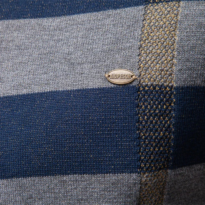 Knitted Men's Sweater with Check Design