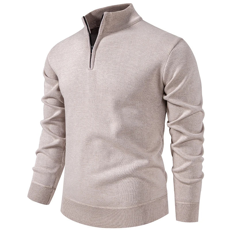Casual Knitted Sweater with Half Zip