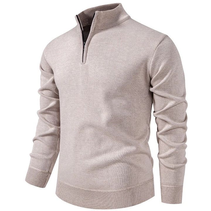 Casual Knitted Sweater with Half Zip