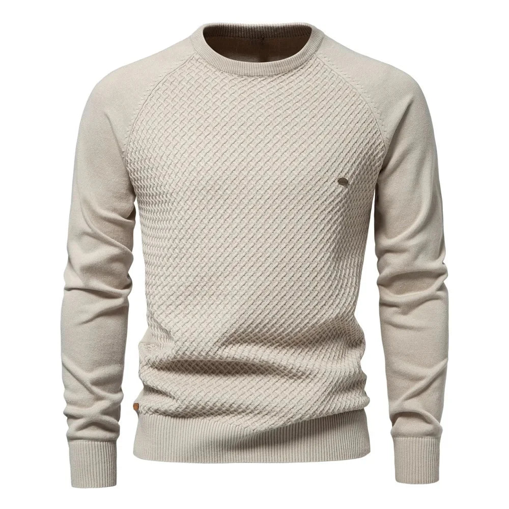 Knitted Men's Sweatshirt with Round Neck