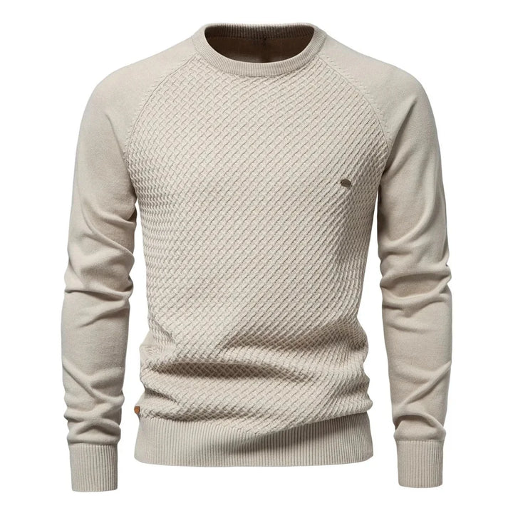 Knitted Men's Sweatshirt with Round Neck